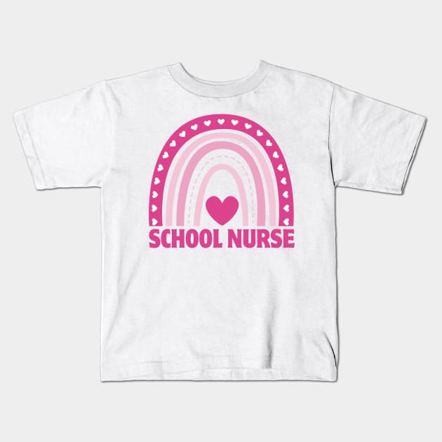 School Nurse Rainbow Leopard Appreciation Nursing For Women Kids T-Shirt by Quardilakoa